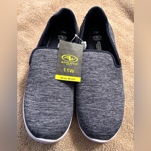 Athletic Works Ladies 11W Navy  Blue Slip-On Shoes